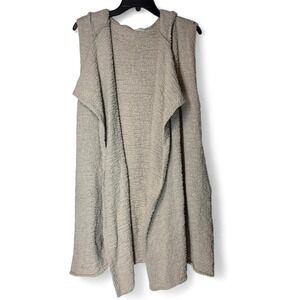 Altar'd State Vest‎ Womens Medium Beige Hooded Sleeveless Cardigan Popcorn Knit